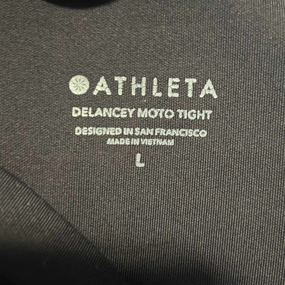 Athleta Black Women's DELANCEY MOTO TIGHT Leggings w/ Side Detailing Size Large - Picture 2 of 12